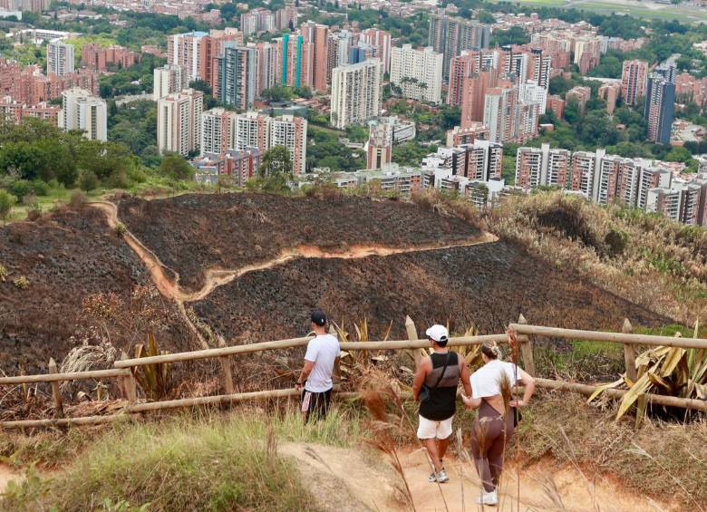 Quienes suben todos los días a hacer ejercicio o a buscar silencio encuentran un paisaje negro que ya no reconocen. Foto: Manuel Saldarriaga.