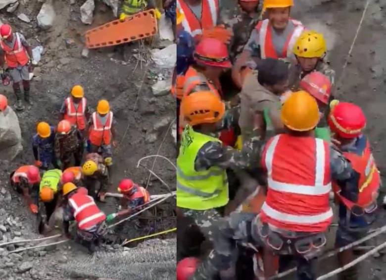 Equipos de emergencia continúan las labores de búsqueda y rescate tras las inundaciones y deslizamientos que afectaron varias zonas de Nepal. FOTO: Captura de pantalla.