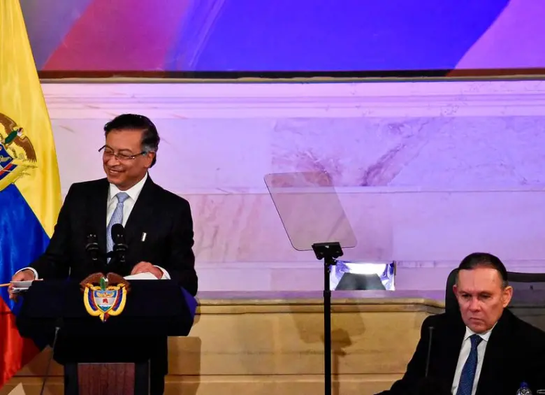 El presidente Gustavo Petro durante la instalación de las sesiones ordinarias del Congreso de la República. FOTO COLPRENSA
