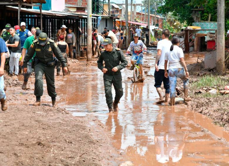 Así amaneció el municipio de Supía tras las inundaciones de las últimas horas. FOTO: Cortesía Unidad Nacional de Gestión del Riesgo de Desastres