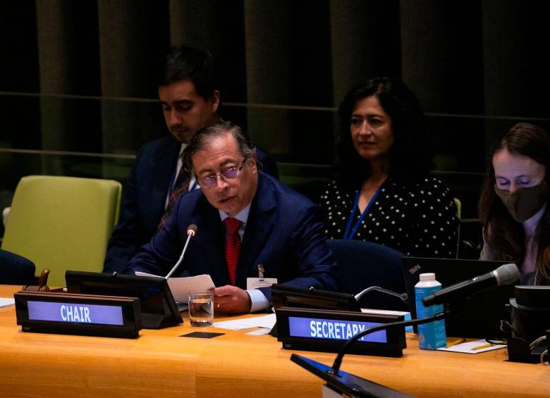 El presidente Gustavo Petro dirgió este lunes, en Nueva York, una mesa redonda de la Cumbre sobre la Transformación de la Educación. FOTO: Presidencia