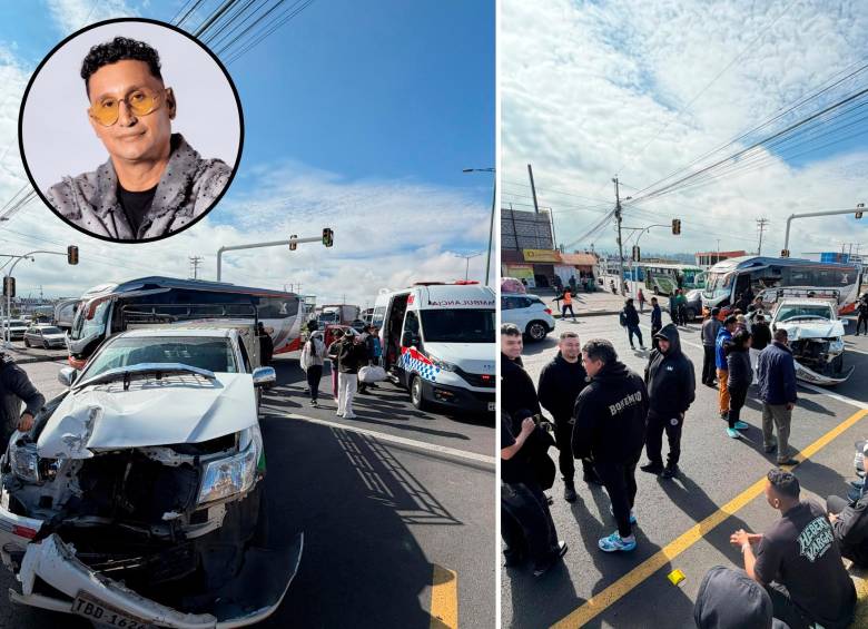 Imágenes del choque que sufrió Hebert Vargas y su equipo en carreteras ecuatorianas. FOTOS Colprensa