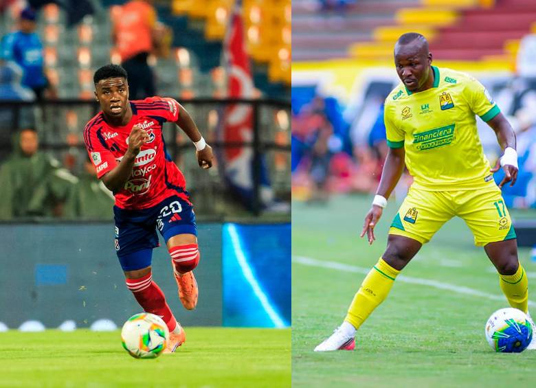 Jhon Edwin Montaño es el goleador del DIM en el Clausura. Émerson Batalla, exjugador del cuadro rojo, es el de los leopardos. Foto: Camilo Suárez y Colprensa 