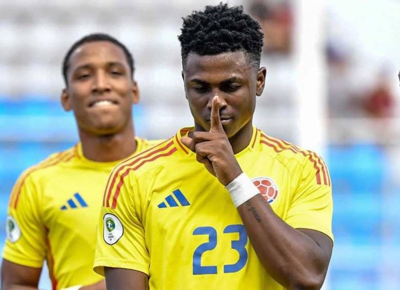 Neyser celebrando un gol con la Selección Colombia en el sudamericano. FOTO: FCF