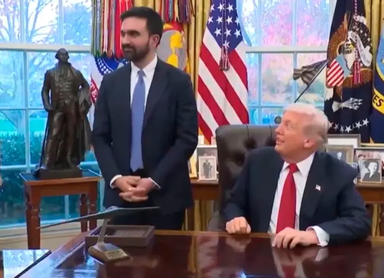 Zohran Mamdani y Donald Trump en la Oficina Oval de la Casa Blanca. FOTO: Captura de video