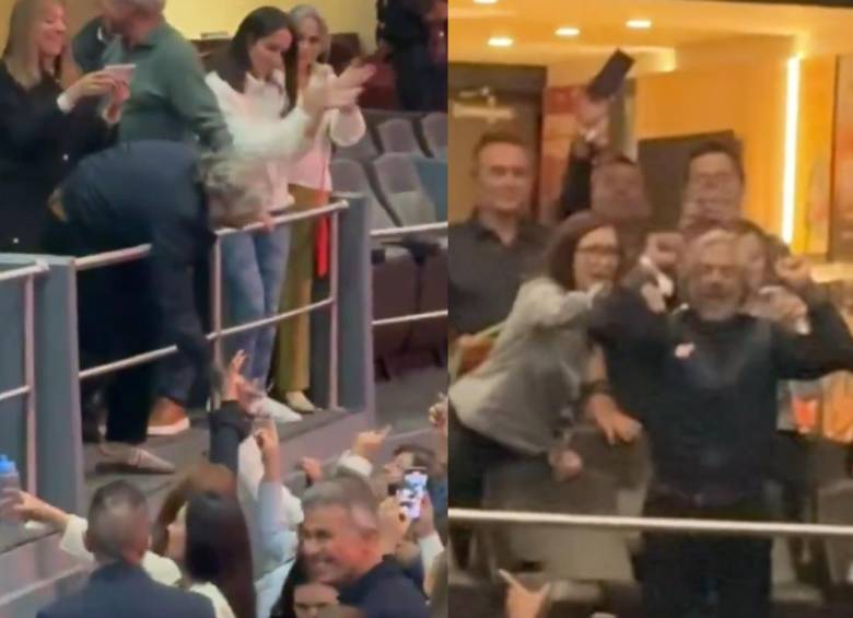 Asistentes al concierto de Miguel Bosé corearon “¡vice, vice!” al reconocer entre el público al concejal de Bogotá Juan Daniel Oviedo en el Movistar Arena Bogotá. FOTO: captura de video. 