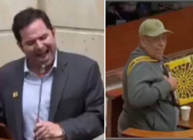 El congresista Carlos Meisel aprovechó para rendirle homenaje al cantautor Omar Geles en el Legislativo. FOTO: CAPTURA DE VIDEO