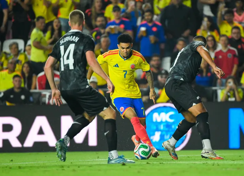 Luis Díaz, extremo izquierdo de la Selección Colombia, en el duelo ante Nueva Zelanda. FOTO CORTESÍA FCF