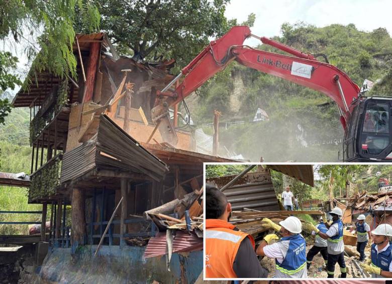 Con obreros y retroexcavadora fue tumbado el “ecoparque” que operaba en San Cristóbal. FOTO: Cortesía.