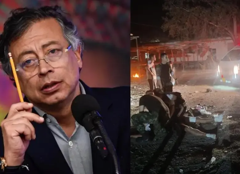 Petro anunció la compra urgente drones tras el atentado ocurrido en Aguachica, Cesar, durante la noche del jueves 18 de diciembre. FOTO: Colprensa / redes sociales. 