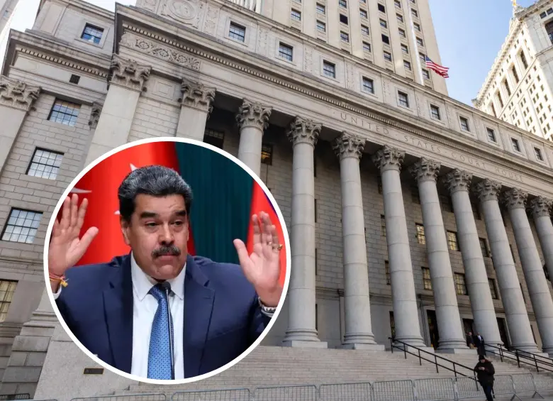 Nicolás Maduro y de fondo la Corte Suprema de Nueva York. Fotos: AFP - Creative Commons Expedia