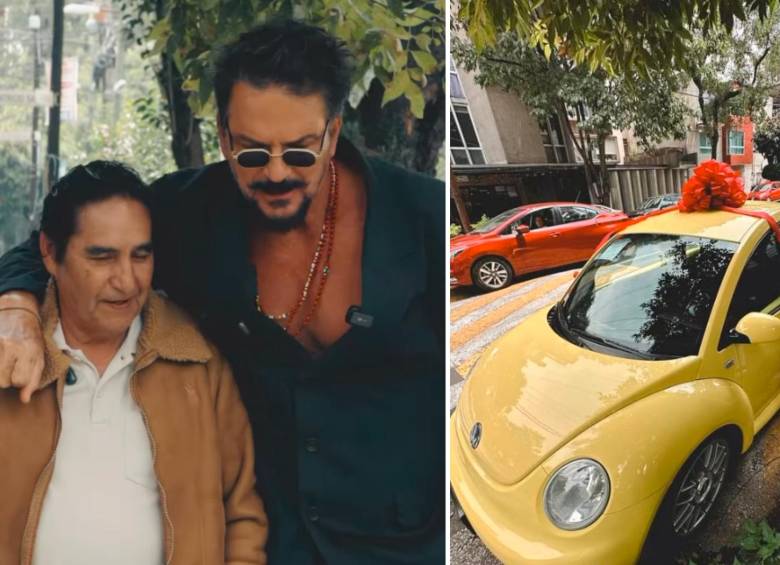 Ricardo Arjona, Pocho y el volskwagen amarillo que el taxista recibió como regalo. FOTOS @ricardoarjona