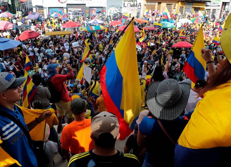 Las marchas están citadas para el 26 de septiembre y recuerdan las que se vivieron en Colombia (foto) en 2021. FOTO: Archivo (referencia)