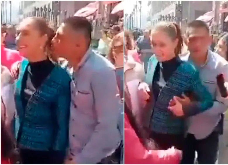 Así fue la agresión contra la presidenta de México, Claudia Sheinbaum. FOTOS: Capturas de video 