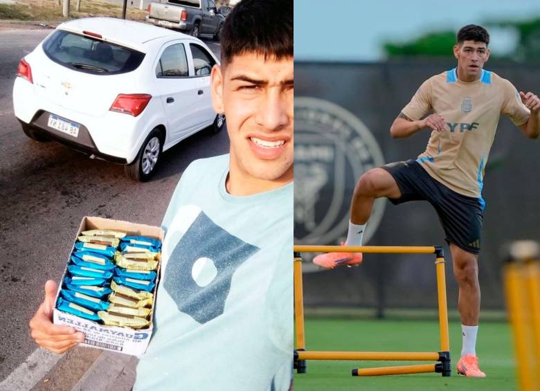 El volante argentino Lautaro Rivero vendía alfajores en las calles antes de su debut como profesional con Central Córdoba en junio de 2024. Ahora está en la Selección Argentina de mayores. Fotos: Tomada de Instagram de @LautaroRivero y el de @SpiderCarp23