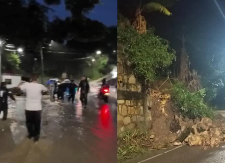 La emergencia se presentó en el sector Puente Roto, donde la creciente de una quebrada arrastró un vehículo tras las intensas lluvias en La Mesa, Cundinamarca. FOTO: captura de pantalla. 