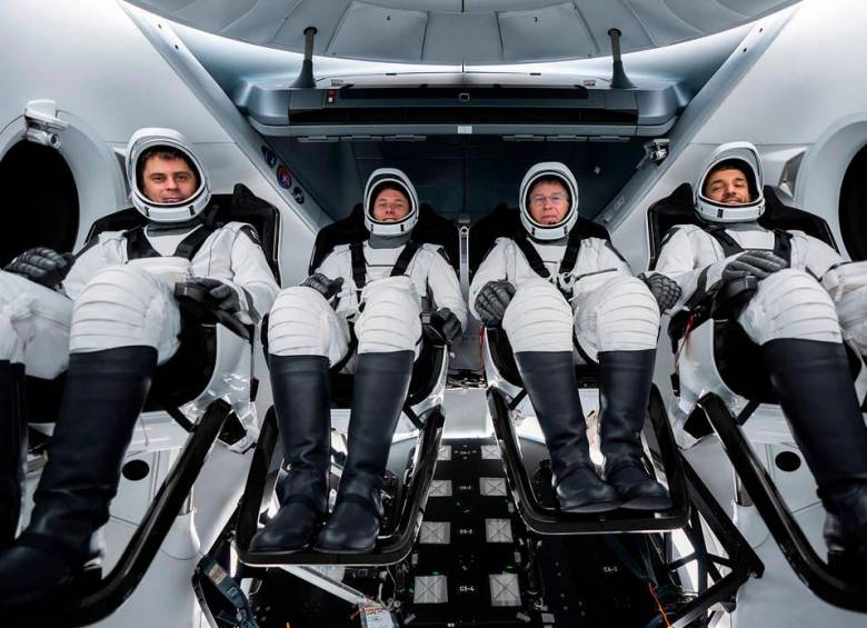 Se trata de la tripulación multicultural Crew-6 integrada por los estadounidenses Stephen Bowen y Warren Hoburg, el ruso Andrei Fediayev y el emiratí Sultan Al Neyadi. FOTO: NASA