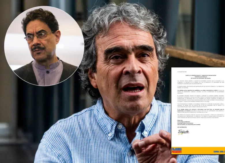 Tras la exclusión de Iván Cepeda para debatir, el candidato de centro, Sergio Fajardo, ha criticado la decisión del aspirante del petrismo calificándola de farsa y censura. Fotos: Jaime Pérez Munévar, Colprensa y @sergio_fajardo