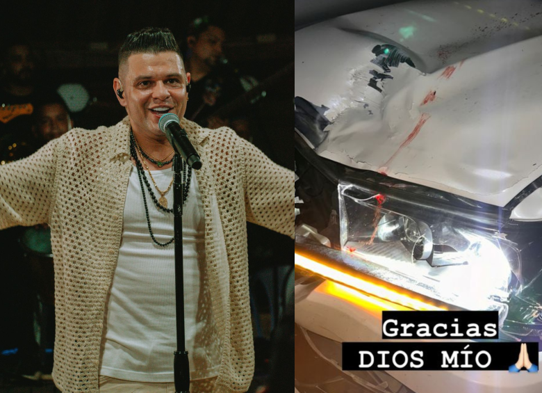 Luifer Cuello cuenta con un millón de seguidores en sus redes sociales, donde publicó una fotografía de su automóvil después del accidente. Fotos: redes sociales. 