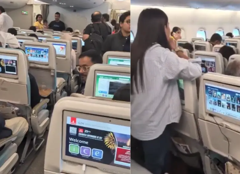 Cientos de pasajeros indios abandonaron un vuelo San Francisco - Dubai tras la noticia sobre la visa H-1B. El avión estuvo parado por más de dos horas. Imagen: Captura de video.