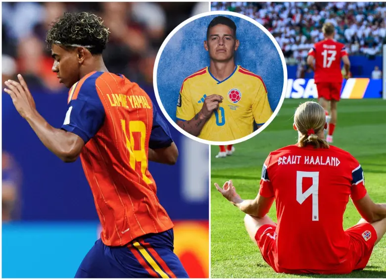 Tanto Lamine Yamal como Erling Haaland señalaron que lo hecho por el mediocampista de la Selección Colombia marcó un hito inolvidable en sus vidas cuando apenas iniciaban su vínculo con este deporte. FOTO: Tomada de redes sociales @jamesdrodriguez, @SEFutbol y @nff_landslag