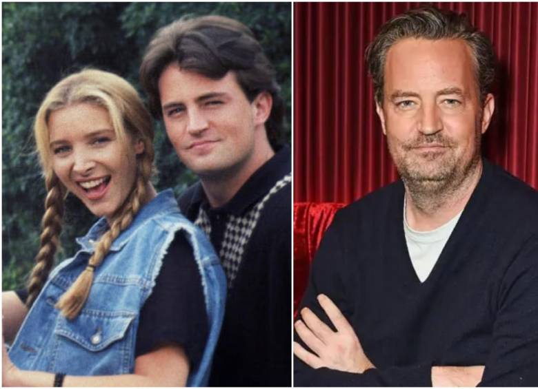 Lisa Kudrow (Phoebe Buffay) y Matthew Perry (Chandler Bing) en una de las primeras fotos del elenco de ‘Friends’ en 1994. FOTO: Getty