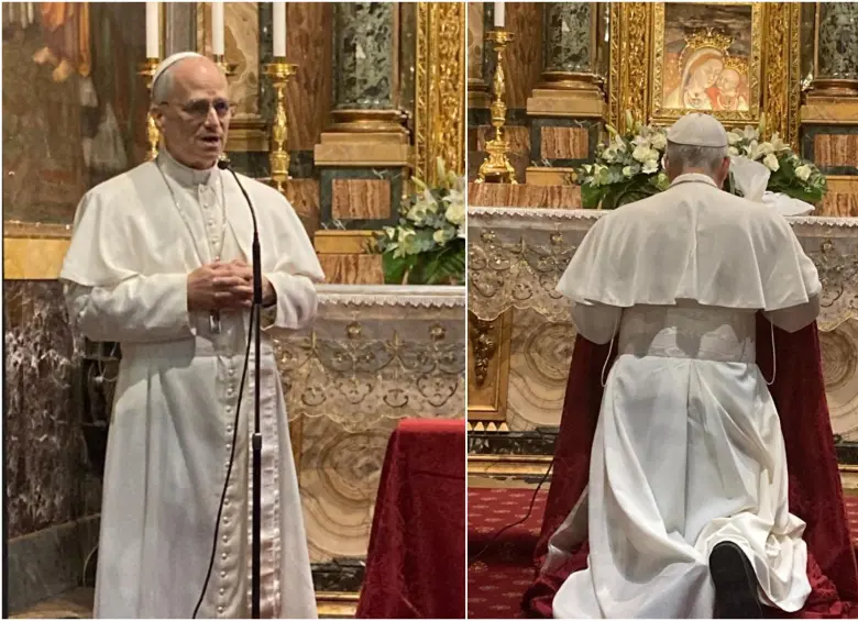 Dentro del santuario de la Orden de San Agustín, el papa León XIV, cumplió con una tradición personal luego de iniciar un nuevo camino como sumo pontífice de la Iglesia católica. FOTO: REDES SOCIALES AGUSTINOS