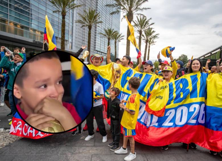 La marea amarilla que estuvo dentro del estadio Azteca animaron a un niño que al parecer lloraba por la derrota de Uzbekistán. Fotos: Juan Antonio Sánchez y captura video de X @DailyTurkic