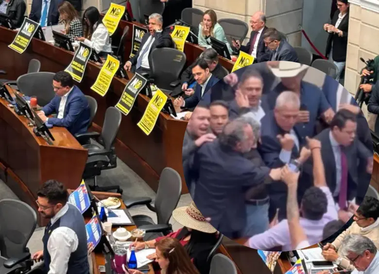 La votación terminó en un altercado físico. Foto: EL COLOMBIANO/Javier González.