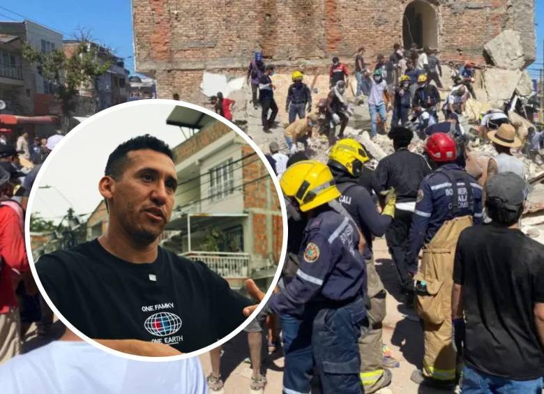 Óscar Martínez regresó a los escombros de Torres del Limonar después de salir con vida junto a su familia y ayudó a rescatar a varios de sus vecinos, entre ellos un bebé. Foto: Noticias Caracol / El Colombiano