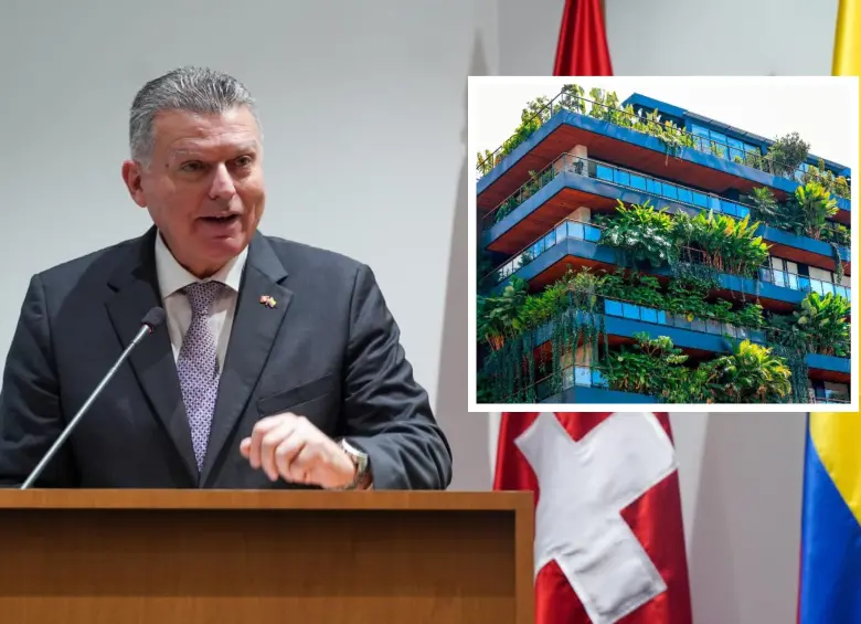 La cooperación de la Embajada Suiza en Colombia, liderada por Mayoraz, ha impulsado transformaciones en sostenibilidad urbana, construcción, energía, agua, innovación financiera y competitividad empresarial. FOTO: Cortesía y archivo El Colombiano / Jaime Pérez