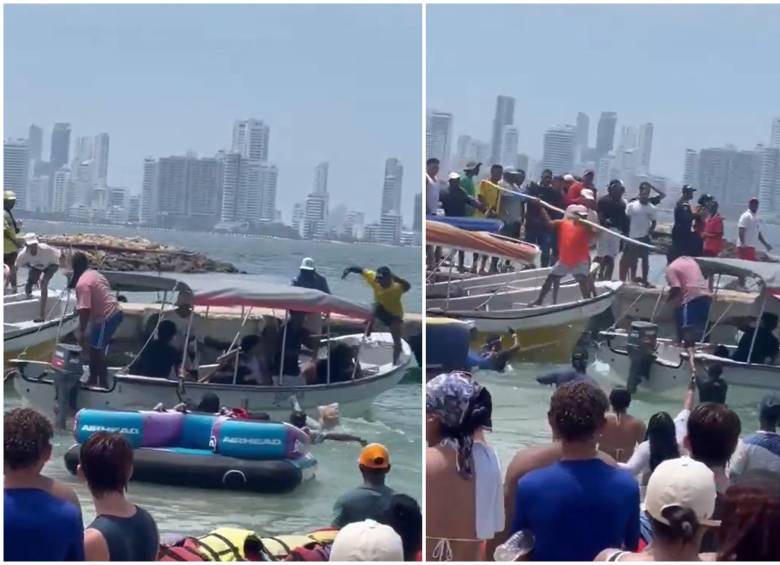 Las autoridades del sector turístico de Cartagena abrieron una investigación para dar con los responsables de una severa alteración del orden público registrada en la playa de Punta Arena. FOTO: Captura tomada de video de redes sociales @ColombiaOscura