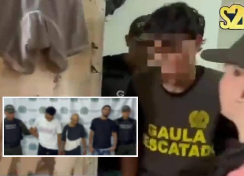 Adelante, los detenidos durante el operativo. Atrás, el joven capturad. FOTO: imagen tomada de redes.