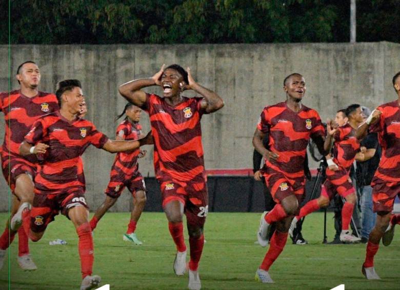 Los futbolistas del Barranquilla F.C. celebran la victoria contra Millonarios en los octavos de final de la Copa BetPlay. Foto: tomada del x de @Dimayor