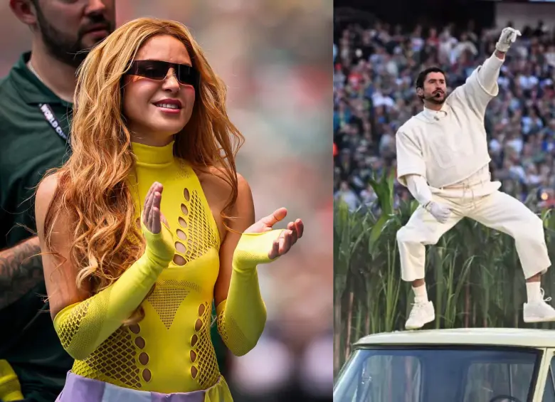 Shakira reunió una audiencia casi diez veces mayor que Bad Bunny entre el Mundial 2026 y el Super Bowl. Foto: Getty / AFP