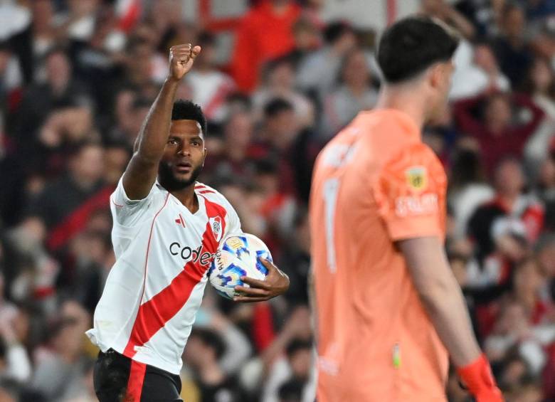 El delantero colombiano Miguel Borja es uno de los goleadores de River Plate en el 2024. FOTO: TOMADA DEL X DE @RiverPlate