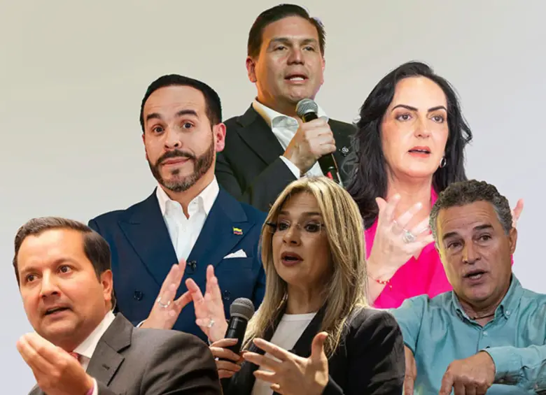 De arriba a abajo: Juan Carlos Pinzón, Abelardo de la Espriella, María Fernanda Cabal, David Luna, Vicky Dávila y Aníbal Gaviria. FOTO el colombiano
