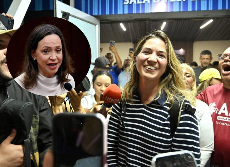 Claudia Macero, jefe de comunicaciones de María Corina Machado, logró regresar a Venezuela este domingo tras más de un año en el exilio. Foto: AFP.