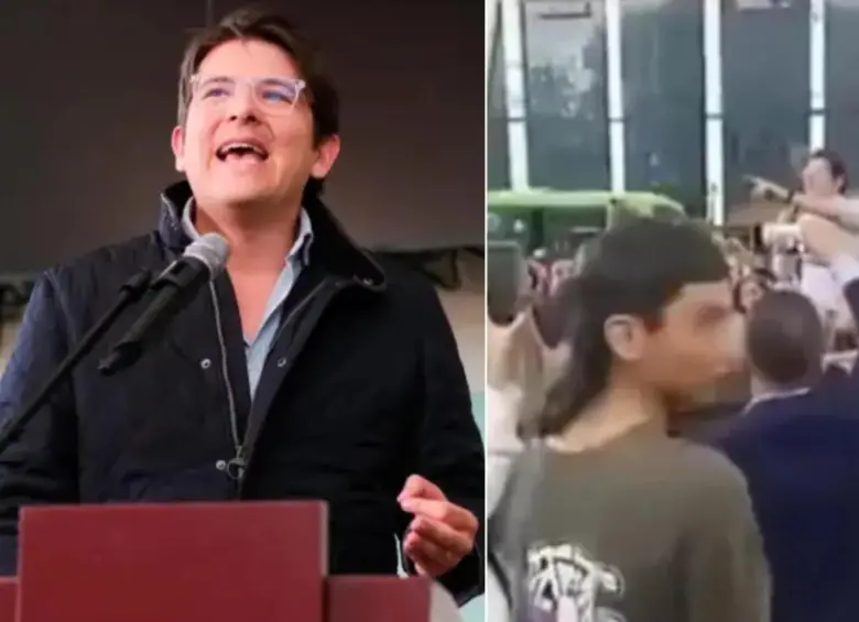 Momento antes de que el joven de 15 años disparara contra Miguel Uribe. FOTO: Colprensa y captura video redes sociales