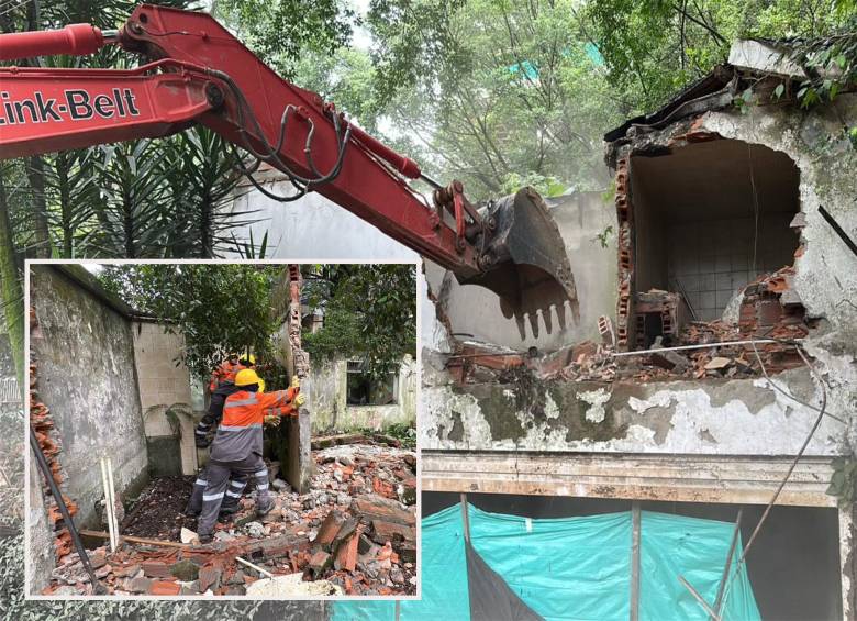 La demolición comenzó después de que el Dagrd emitiera el concepto técnico favorable para tal fin. FOTO: Cortesía Alcaldía de Medellín.