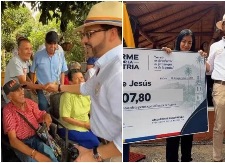 El primer suelto lo donó a varios hogares geriátricos de Quimbaya. FOTO: Captura de video de redes sociales @ABDELAESPRIELLA