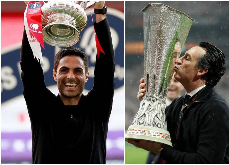 Los entrenadores españoles nominados al premio. FOTO: Getty y tomada de redes sociales Arsenal, PSG, Aston Villa y España