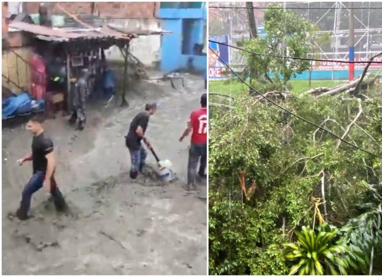 Autoridades reportaron una tormenta eléctrica en Medellín y el Valle de Aburrá, además de algunos otros municipios de Antioquia. FOTO: Alcaldía de Medellín y cortesía de video de redes sociales