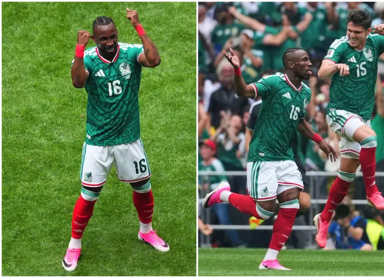 Quiñones celebrando el primer gol del Mundial 2026. FOTO: Tomada de redes sociales @miseleccionmx