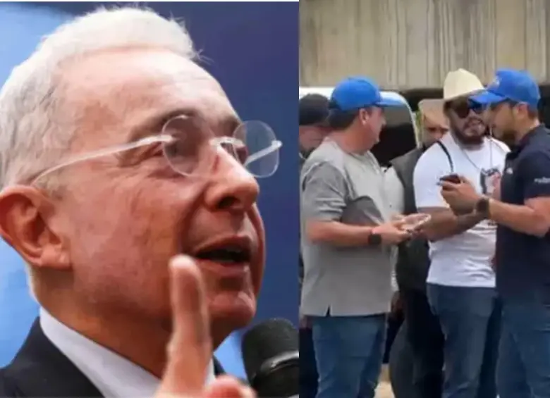 Álvaro Uribe Vélez, expresidente y líder del Centro Democrático, y los altercados que se presentaron a las afueras de su casa. Foto: Colprensa/Redes sociales.