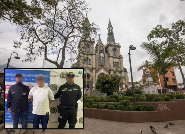 Adelante, la captura del taxista, atrás, el parque de La Estrella, donde ocurrieron los hechos. Foto: Carlos Alberto Velásquez
