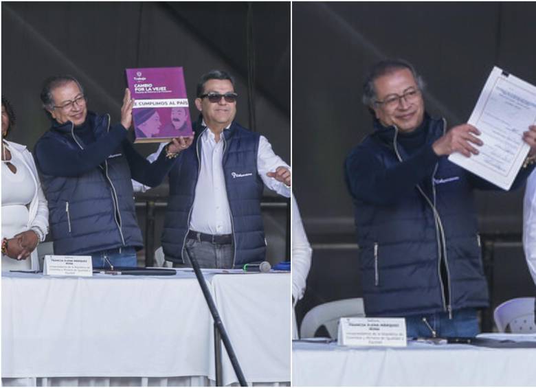 El presidente Gustavo Petro, sancionó el proyecto de la reforma pensional el 16 de julio en la Plaza de Bolívar, tras haber sido aprobada el pasado mes de junio en el Congreso de la República. FOTO: Colprensa