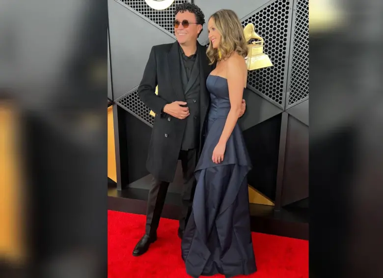 Andrés Cepeda y su esposa Elisa Restrepo en los Premios Grammy. Foto: @andrescepeda