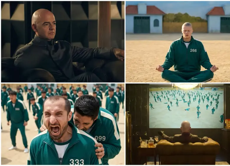 Infantino, presidente de la Fifa, fue recreado como el líder de El Juego del Calamar. FOTO: Captura video de Zhasball