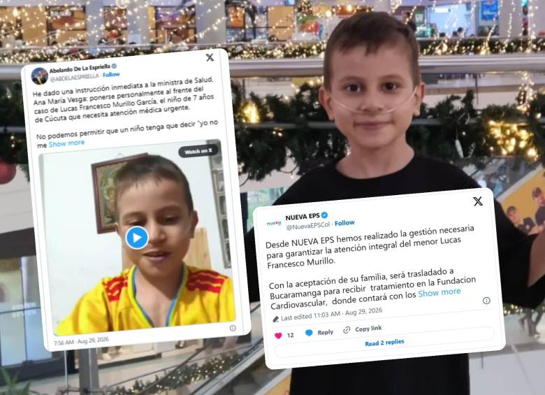 Lucas Francesco Murillo García, de 7 años, nació con una cardiopatía y necesita avanzar en su proceso médico para acceder a un eventual trasplante de corazón. Foto: Cortesía Familia de Lucas Francesco / redes sociales